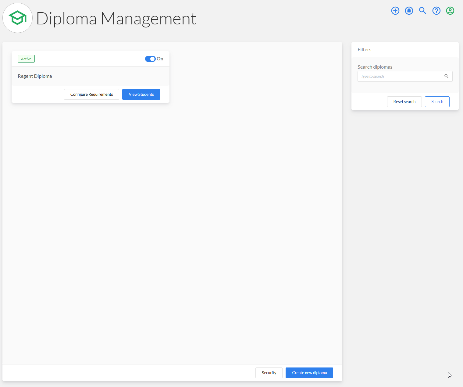 Diploma Management landing page